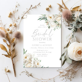 Stunning Sage Leaf & White Floral Bridal Shower Einladung