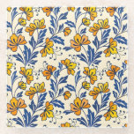 Stunning Seamless Pattern of Flowers and Leaves Glasuntersetzer<br><div class="desc">Seamless pattern of orange and yellow flowers with blue leaves on a beige background. The floral motif creates a lively,  cheerful tone.</div>