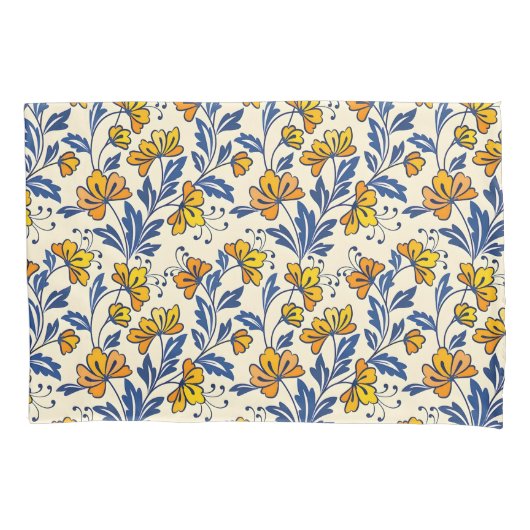 Stunning Seamless Pattern of Flowers and Leaves Kissenbezug (Vorderseite-Links)