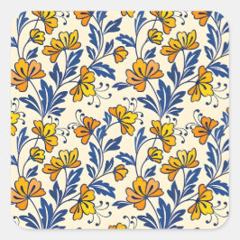 Stunning Seamless Pattern of Flowers and Leaves Quadratischer Aufkleber