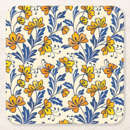 Stunning Seamless Pattern of Flowers and Leaves Rechteckiger Pappuntersetzer