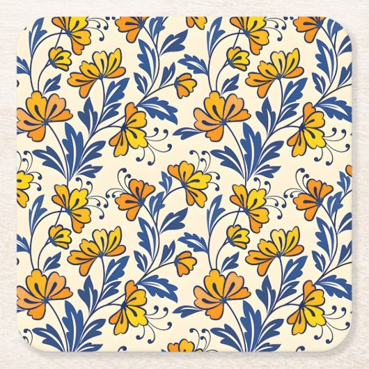 Stunning Seamless Pattern of Flowers and Leaves Rechteckiger Pappuntersetzer (Vorderseite)