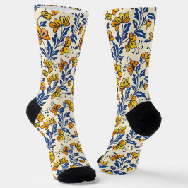 Stunning Seamless Pattern of Flowers and Leaves Socken