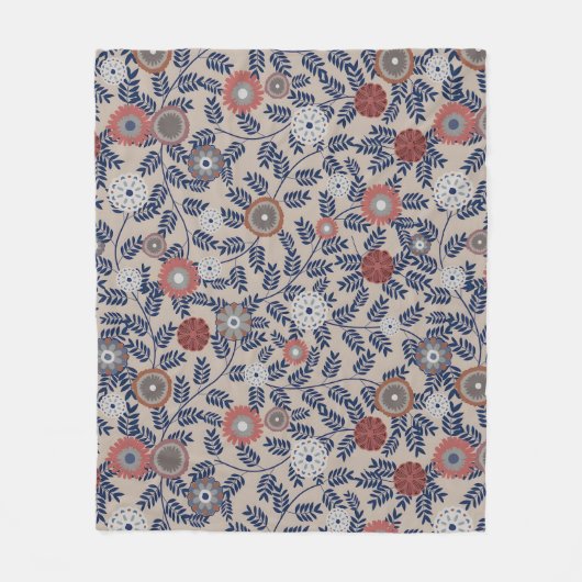 Stunning Teal and Magenta Foliage Pattern  Fleecedecke (Vorderseite)