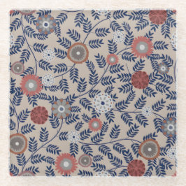 Stunning Teal and Magenta Foliage Pattern  Glasuntersetzer