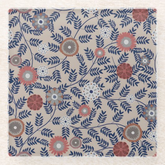 Stunning Teal and Magenta Foliage Pattern  Glasuntersetzer (Vorderseite)