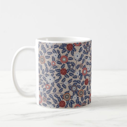 Stunning Teal and Magenta Foliage Pattern  Kaffeetasse (Links)