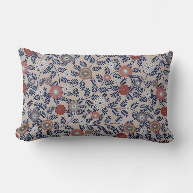 Stunning Teal and Magenta Foliage Pattern  Lendenkissen (Vorderseite)