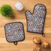 Stunning Teal and Magenta Foliage Pattern  Ofenhandschuh & Topflappen-Set (Oben Unten)