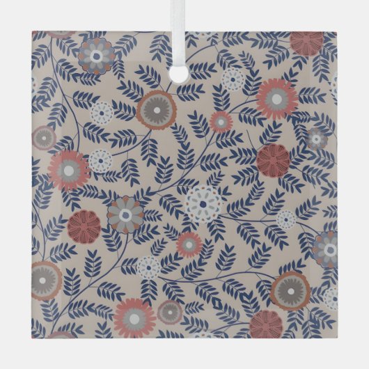 Stunning Teal and Magenta Foliage Pattern  Ornament Aus Glas (Vorderseite)