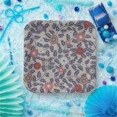 Stunning Teal and Magenta Foliage Pattern  Pappteller (Party)