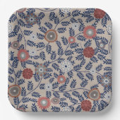 Stunning Teal and Magenta Foliage Pattern  Pappteller (Vorderseite)