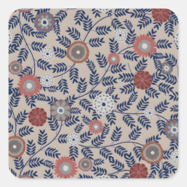 Stunning Teal and Magenta Foliage Pattern  Quadratischer Aufkleber