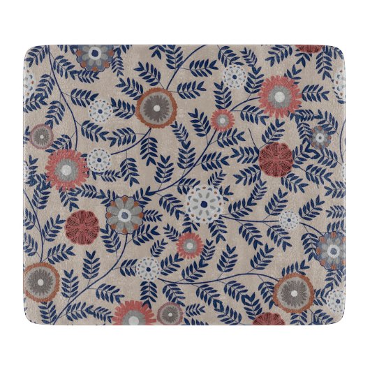 Stunning Teal and Magenta Foliage Pattern  Schneidebrett (Vorderseite)