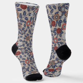 Stunning Teal and Magenta Foliage Pattern  Socken