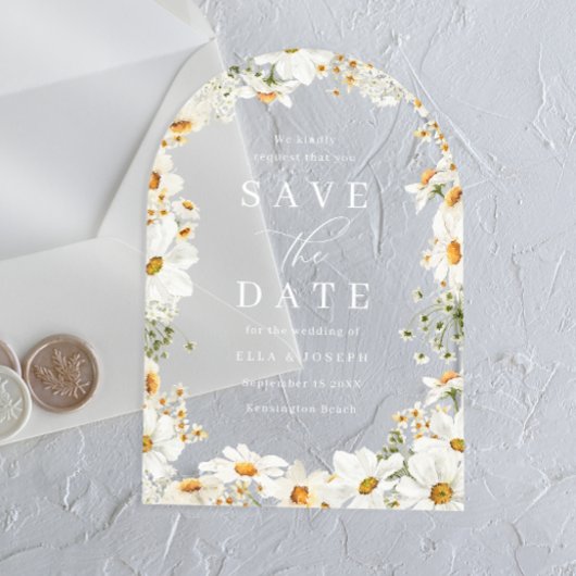 Stunning White Flowers Wedding Save The Date Acryleinladungen