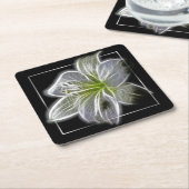 Stunning White Lily Fractal Art Black Rechteckiger Pappuntersetzer (angewinkelt)