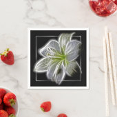 Stunning White Lily Fractal Art Black Serviette (Beispiel)