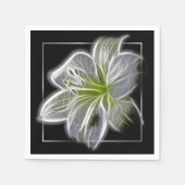 Stunning White Lily Fractal Art Black Serviette (Vorderseite)