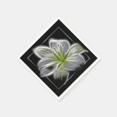 Stunning White Lily Fractal Art Black Serviette (Ecke)