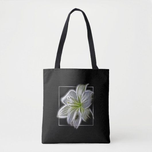 Stunning White Lily Fractal Art Black Tasche (Vorderseite)