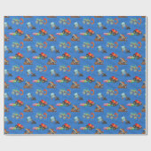 Stunt Cars Monster Truck Birthday Bash Farbe Geschenkpapier (Flach)