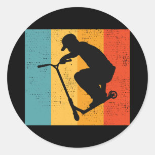 Stunt Scooter Freestyle Scootering Fahrer Retro Runder Aufkleber