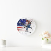 Stunt Scooter Rider und US Flag Round Clock Runde Wanduhr (Zuhause)
