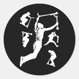 Stunt Scooter Scootering Tricks Runder Aufkleber