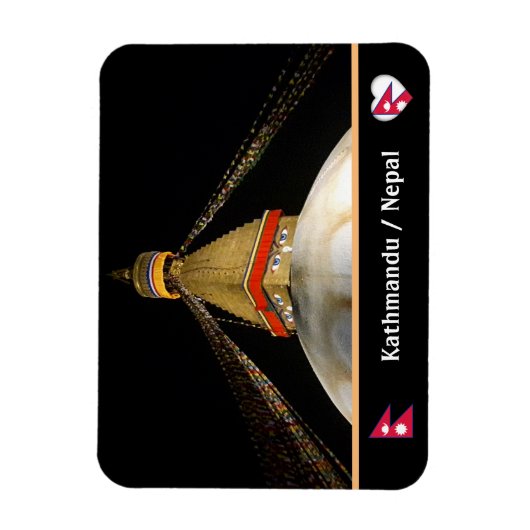 Stupa Boudhanath, Kathmandu am Abend - Nepal Magnet (Vertikal)