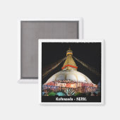 Stupa Boudhanath, Kathmandu am Abend - Nepal Magnet (Vorderseite/Rückseite)