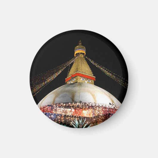 Stupa Boudhanath, Kathmandu am Abend - Nepal Magnet (Vorne)