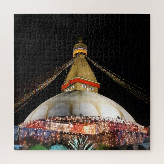 Stupa Boudhanath, Kathmandu am Abend - Nepal Puzzle (Vertikal)