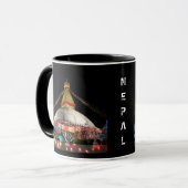 Stupa Boudhanath, Kathmandu am Abend - Nepal Tasse (Vorderseite Links)