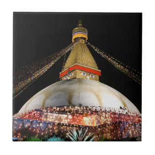 Stupa Boudhanath, Kathmandu nachts - Nepal Fliese
