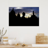 Stupas und Buddha Statue bei Sunset, Borobudur Poster (Küche)