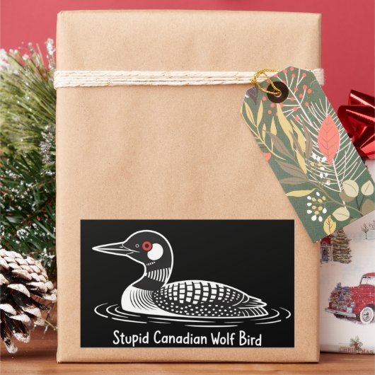 Stupid Canadian Wolf Bird Funny Canada Gift Loon  Rechteckiger Aufkleber (Feiertag)