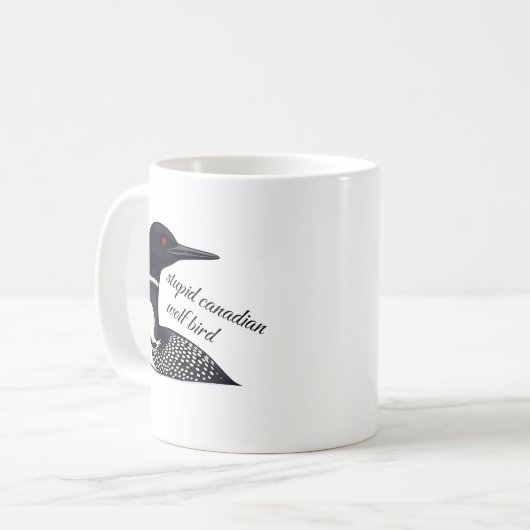 Stupid Canadian Wolf Bird Kaffeetasse (Vorderseite Links)