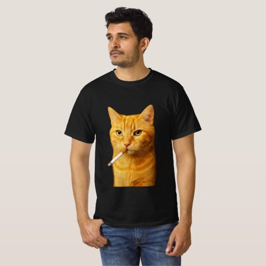 Stupid Cool Funny Cat Meme| Rauchkatze mit Zigar T-Shirt (Vorne ganz)