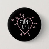 Stupid Cupid Heart With Arrows Fun Valentine's Day Button (Vorderseite)