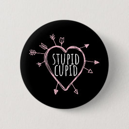 Stupid Cupid Heart With Arrows Fun Valentine's Day Button