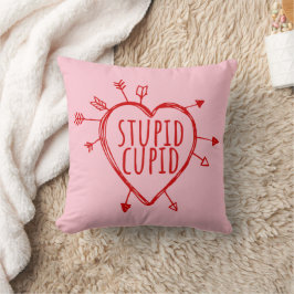 Stupid Cupid Heart With Arrows Funny Sarcastic Kissen
