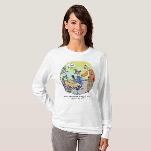Stupid Entschuldigung Frauen lange Ärmel Cartoon S T-Shirt (Vorne ganz)
