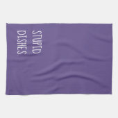 Stupid Geschirr Funny Sarcasm Cleaning Spaß Lila Geschirrtuch (Horizontal)