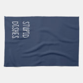 Stupid Geschirr Funny Sarcastic Cleaning Spaß Blau Geschirrtuch (Horizontal)