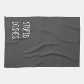 Stupid Geschirr Funny Sarcastic Cleaning Spaß Gray Geschirrtuch (Horizontal)