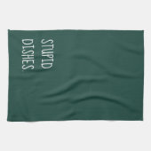 Stupid Geschirr Funny Sarcastic Cleaning Spaß Grün Geschirrtuch (Horizontal)