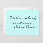 Stupid Men Worth kennen Jane Austen Zitat Postkarte (Vorne/Hinten)