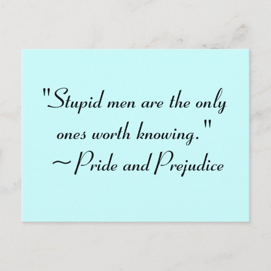 Stupid Men Worth kennen Jane Austen Zitat Postkarte (Vorderseite)