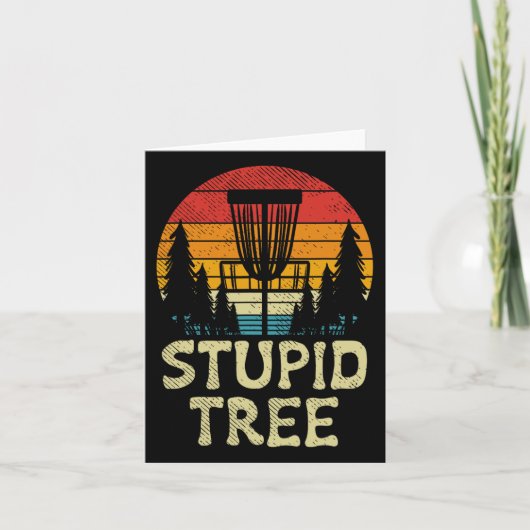 Stupid Tree Disc Golf Basket Retro Frisbee Golfing Karte (Vorderseite)